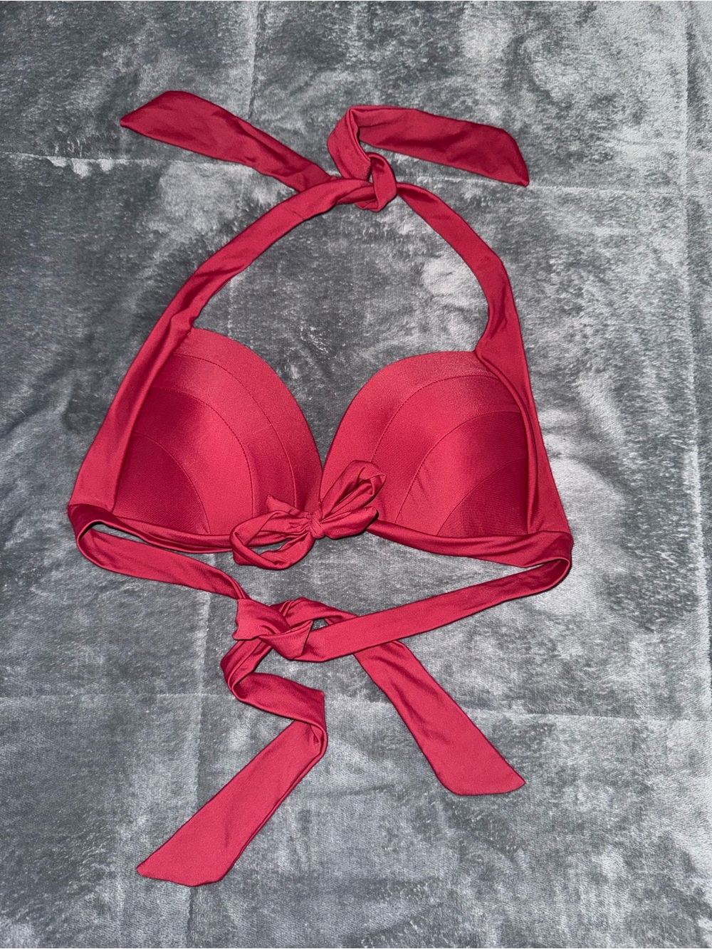 Red Tie-Back Halter Bikini Top